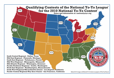 Map of National Yo Yo League Regions